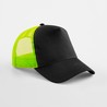 Trucker cap - B640:Black, Front & peak, Lime Green, One Size